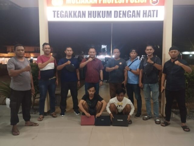 Reskrim Polsek Sungai Ambawang berhasil ringkus pencuri delapan unit Laptop SMPN 3