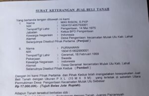 Berdalih Jual TKD biar dekat tanah desa, Camat Mulak Ulu : itu tetap menyalahi aturan Permendagri No 1 Th 2016