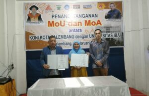 Tingkatkan Kualitas SDM, Koni Palembang teken MoU, MoA dengan IBA
