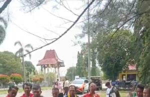 Puluhan Sopir Gelar Aksi Demonstrasi di Depan Gerbang UNSRI