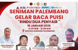 Seniman Palembang Gelar Baca Puisi “Rindu Dua Penyair 2026”