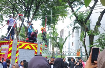 Antusiasme Warga Padati CFD Palembang, Wahana Flying Fox Gratis Jadi Daya Tarik