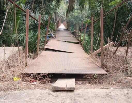 Akses Utama Rusak Parah, Warga Desa Suro Musi Rawas Desak Perbaikan Jembatan Gantung