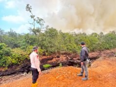 Satgas Aman Nusa II Patroli dan Padamkan Karhutla di Muara Enim