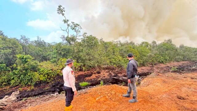 Satgas Aman Nusa II Patroli dan Padamkan Karhutla di Muara Enim