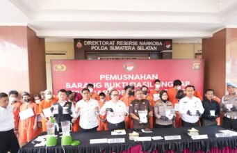 Polda Sumsel Musnahkan Barang Bukti Narkoba Hasil 20 Kasus, 29 Tersangka Diamankan