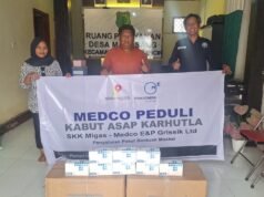 Hadapi Dampak Karhutla, SKK Migas dan Medco E&P Salurkan Ribuan Kotak Masker ke 14 Desa di Muba