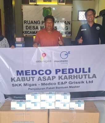 Hadapi Dampak Karhutla, SKK Migas dan Medco E&P Salurkan Ribuan Kotak Masker ke 14 Desa di Muba