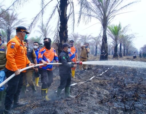 Bupati Muba Turun ke Muara Medak, Petugas dan Warga Bersatu Padamkan Karhutla