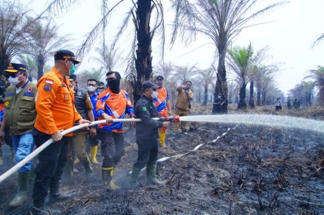 Bupati Muba Turun ke Muara Medak, Petugas dan Warga Bersatu Padamkan Karhutla