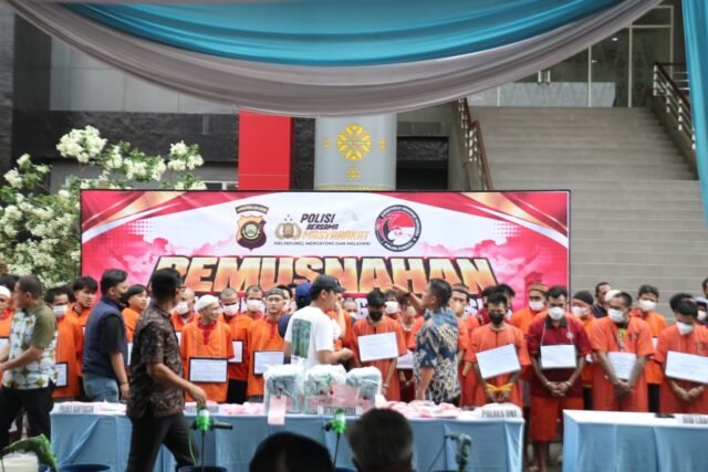 Ungkap 71 Laporan Polisi, Polda Sumsel Musnahkan Puluhan Kilogram Sabu